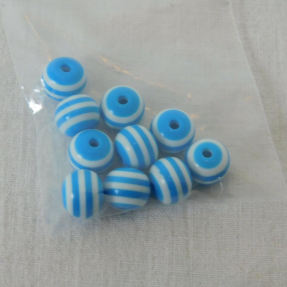 Blue Beads Mixed 8 Packs Round Teardrop Oval Wheels Solid Stripe Faceted Various - Picture 3 of 9